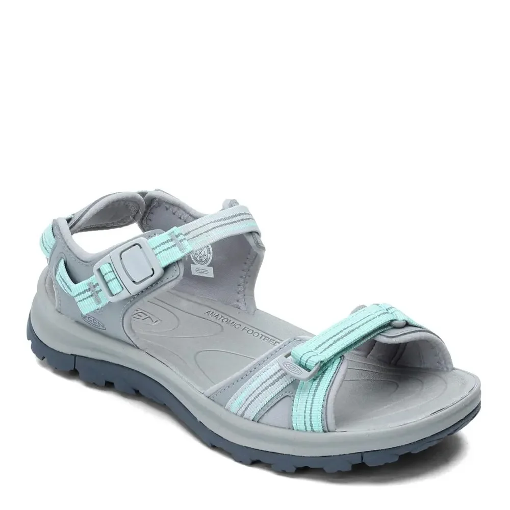 KEEN NEW WOMEN'S TERRADORA II OPEN TOE SANDAL LIGHT GRAY/OCEAN WAVE 7